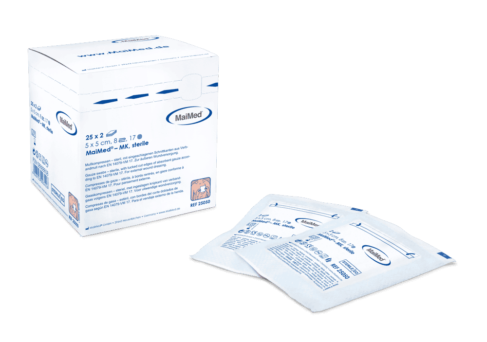 MK_steril_Mullkompressen_5x5_25050_RGB MaiMed® – Mullkompressen steril, 8-fach