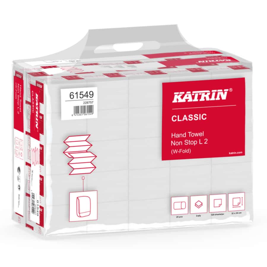 153908_zoom_0 Katrin Classic Non-Stop Handtuchpapier, 2-lagig, W-Falz, weiß, Handy-Pack
