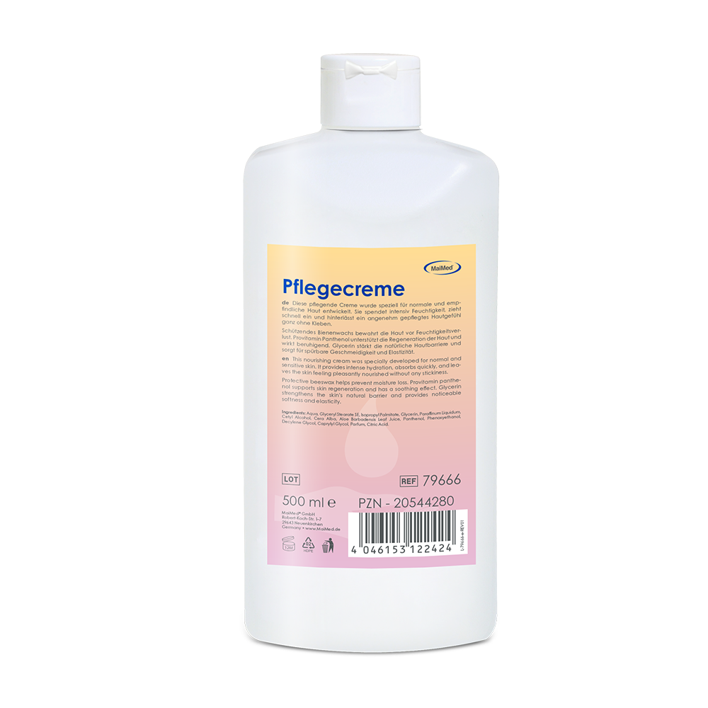 Pflegecreme, Hautpflege, 500 ml, Flasche, Kremelabel