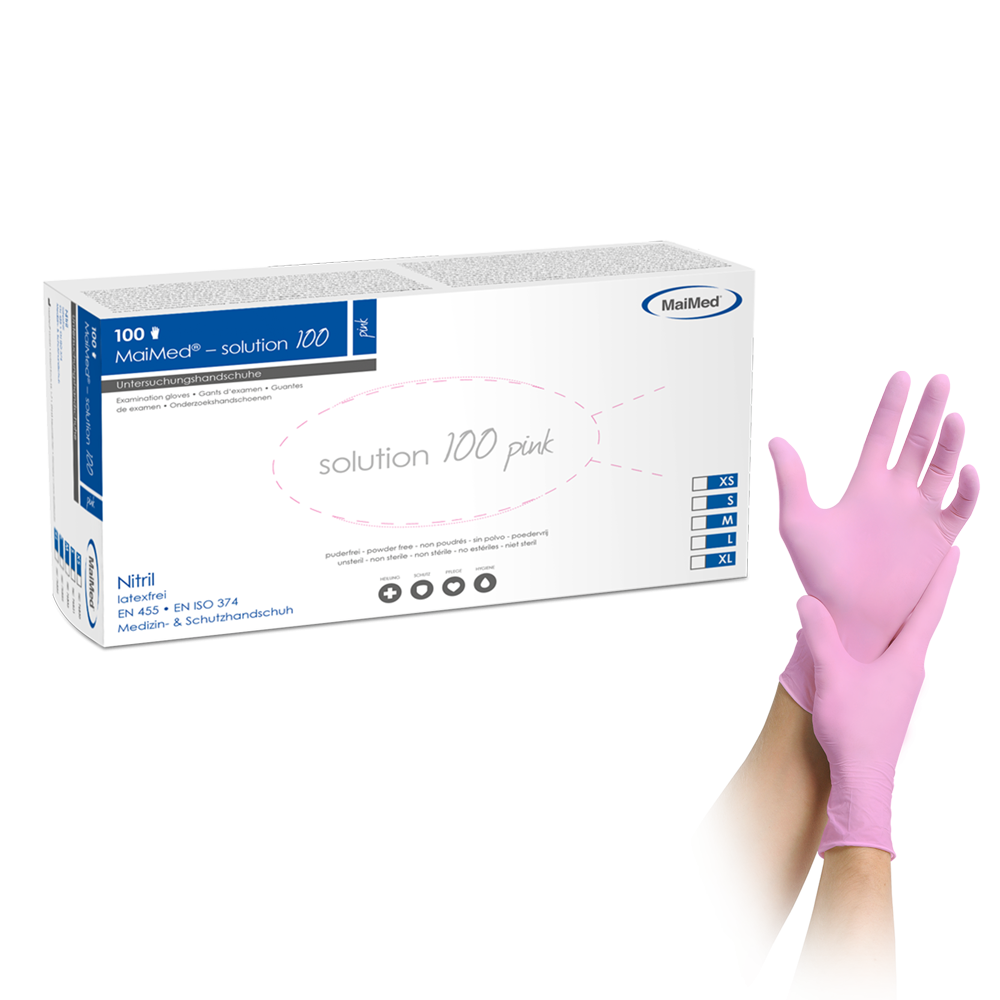 MaiMed® solution 100 PF Nitril, Latexfrei, Schutzhandschuhe, Einweg, 100 Stück