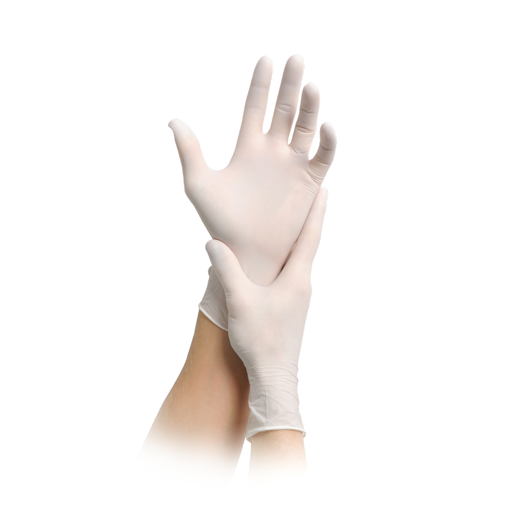 Einweghandschuhe, Latexhandschuhe, Schutzhandschuhe, medizinische Handschuhe, weiß