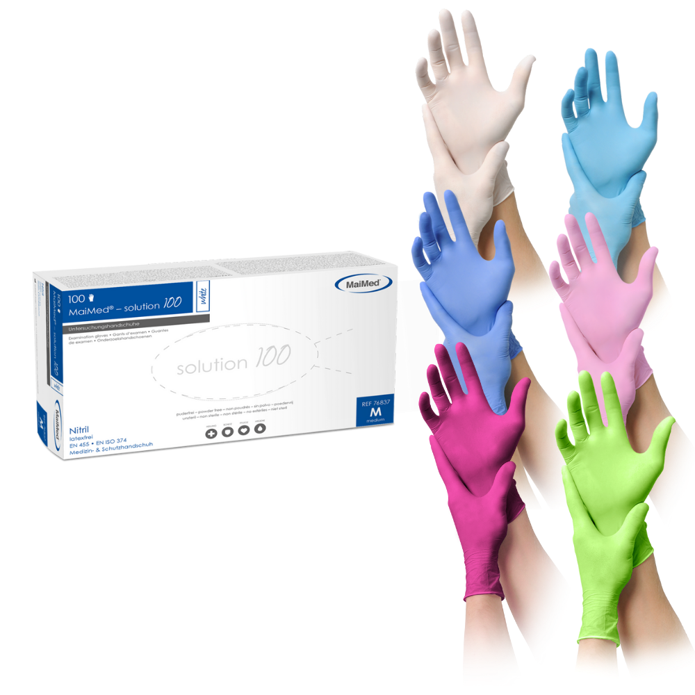 MaiMed® solution 100 PF Nitrilhandschuhe, Einweg-Handschuhe, Schutzhandschuhe, Latexfrei, Fingerhandschuhe