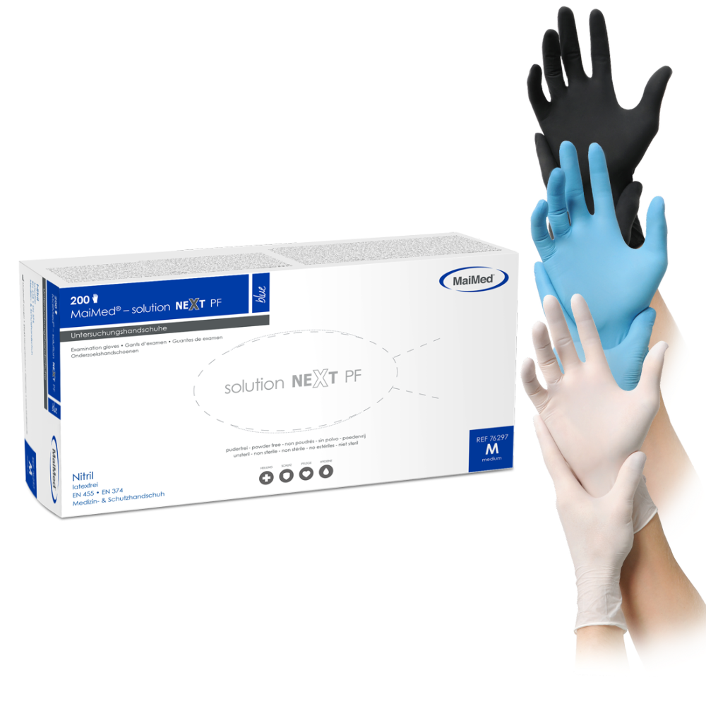 MaiMed® solution NEXT PF Latexhandschuhe, Schutzhandschuhe, Einweghandschuhe, Nitril, Medizinisch
