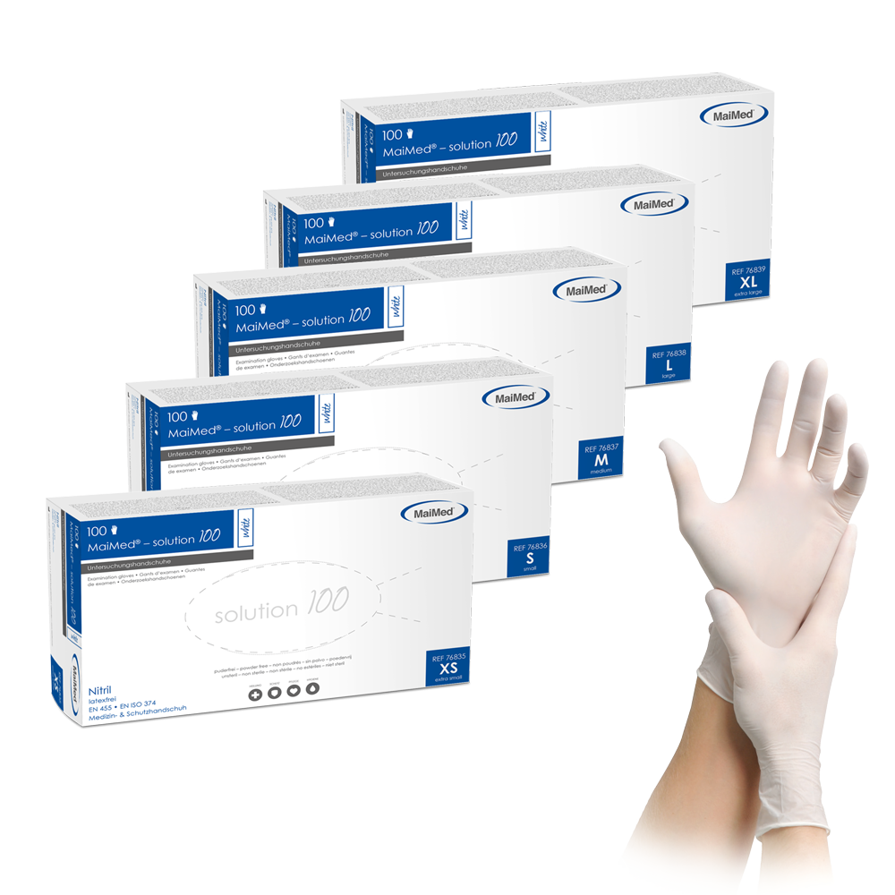 MaiMed® solution 100 PF Einweghandschuhe, Nitril, Schutzhandschuhe, Latexfrei, Einweg